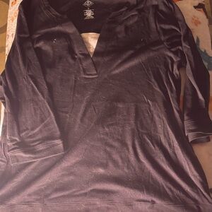 Black Long Sleeve V-Neck Top - Size XL